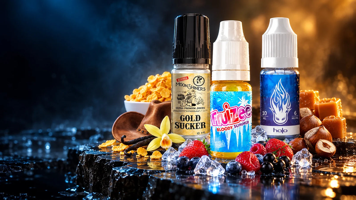 E-liquides Gold Sucker Moonshiners, Tribeca Halo et Bloody Summer Fruizee