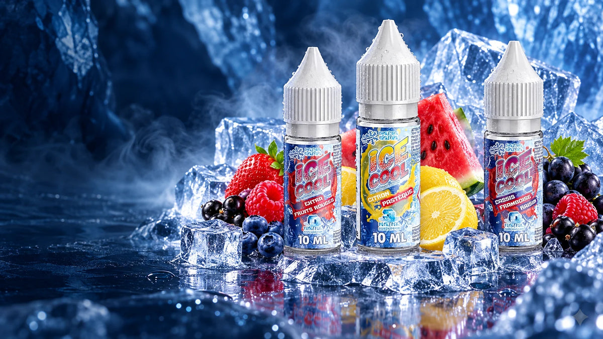 E-liquides Liquidarom Ice Cool fruits rouges, citron pastèque et cassis raisin