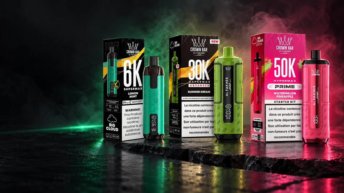 Puffs Al Fakher Crown Bar SuperMax 6K et HyperMax 30K 50K