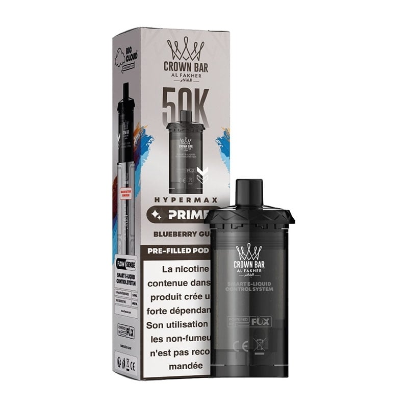 Cartouche Crown Bar HyperMax Prime 50K Blueberry Gum 10ml - Al Fakher - cartouche Al Fakher