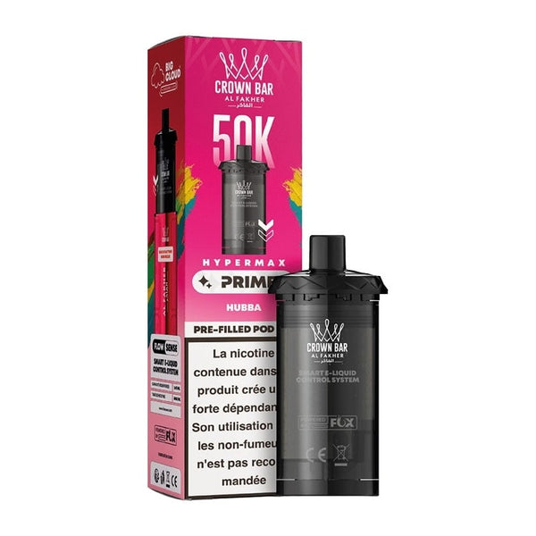 Cartouche Crown Bar HyperMax Prime 50K Hubba 10ml - Al Fakher - cartouche Al Fakher