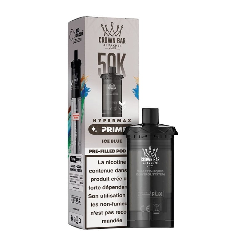 Cartouche Crown Bar HyperMax Prime 50K Ice Blue 10ml - Al Fakher - cartouche Al Fakher