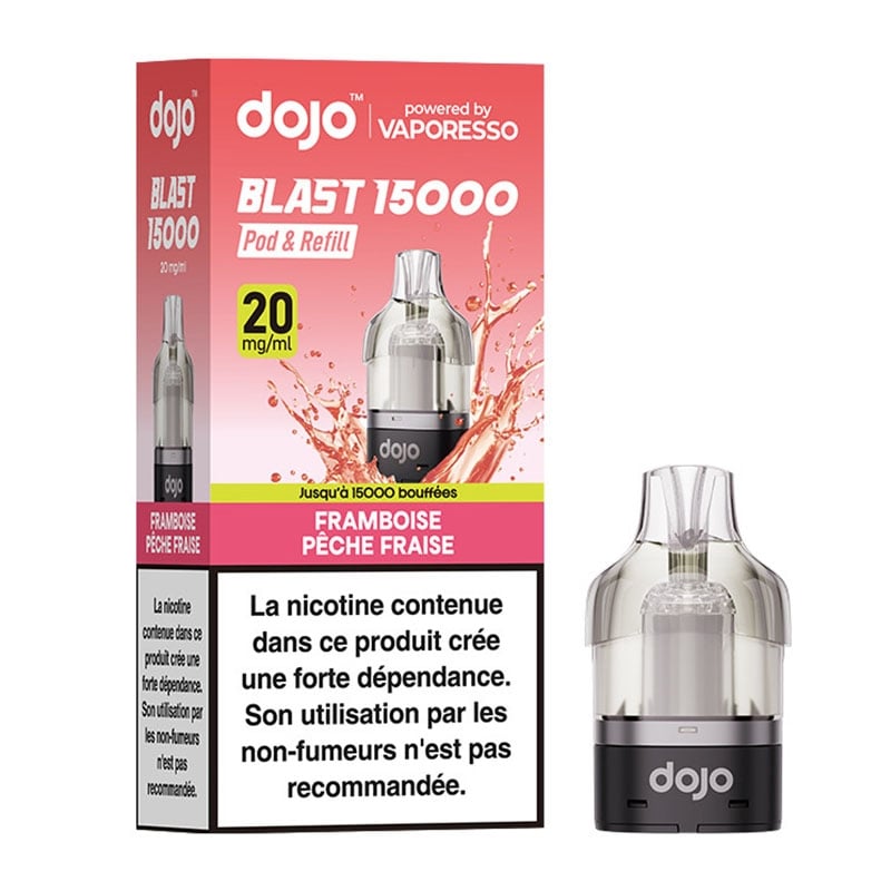 Cartouche Dojo Blast 15K Framboise Pêche Fraise Vaporesso - recharge préremplie 10ml en sels de nicotine