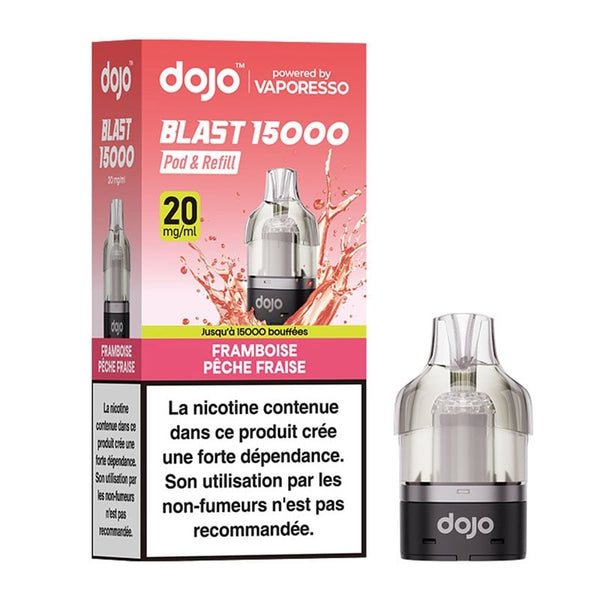 Cartouche Dojo Blast 15K Framboise Pêche Fraise Vaporesso - recharge préremplie 10ml en sels de nicotine
