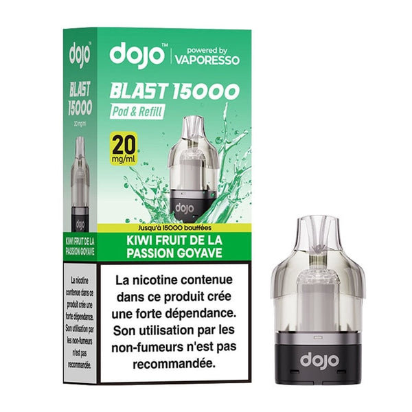 Cartouche Dojo Blast 15K Kiwi Passion Goyave Vaporesso - recharge préremplie 10ml en sels de nicotine