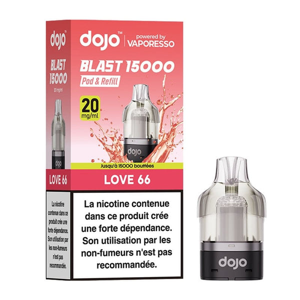 Cartouche Dojo Blast 15K Love 66 Vaporesso - recharge préremplie 10ml en sels de nicotine