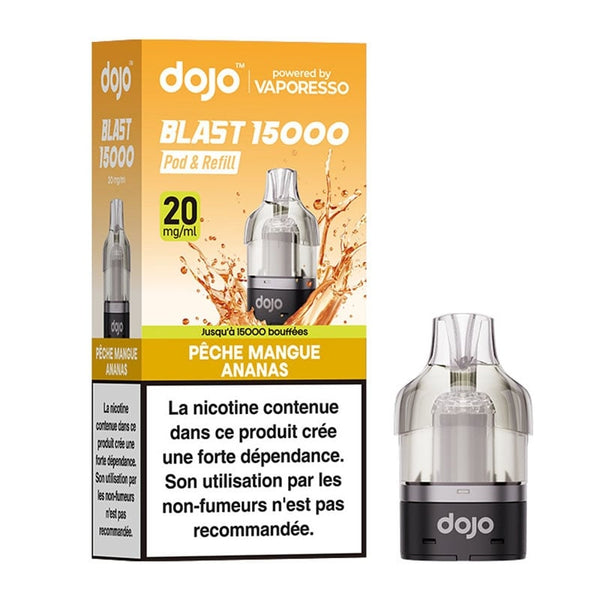 Cartouche Dojo Blast 15K Pêche Mangue Ananas Vaporesso - recharge préremplie 10ml en sels de nicotine