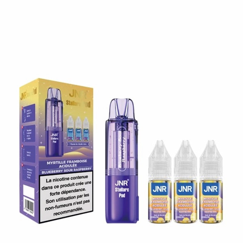 Cartouche Stellarc 50K Blueberry Sour Raspberry JNR - cartouche de rechange avec 3 e-liquides nic salt 20mg