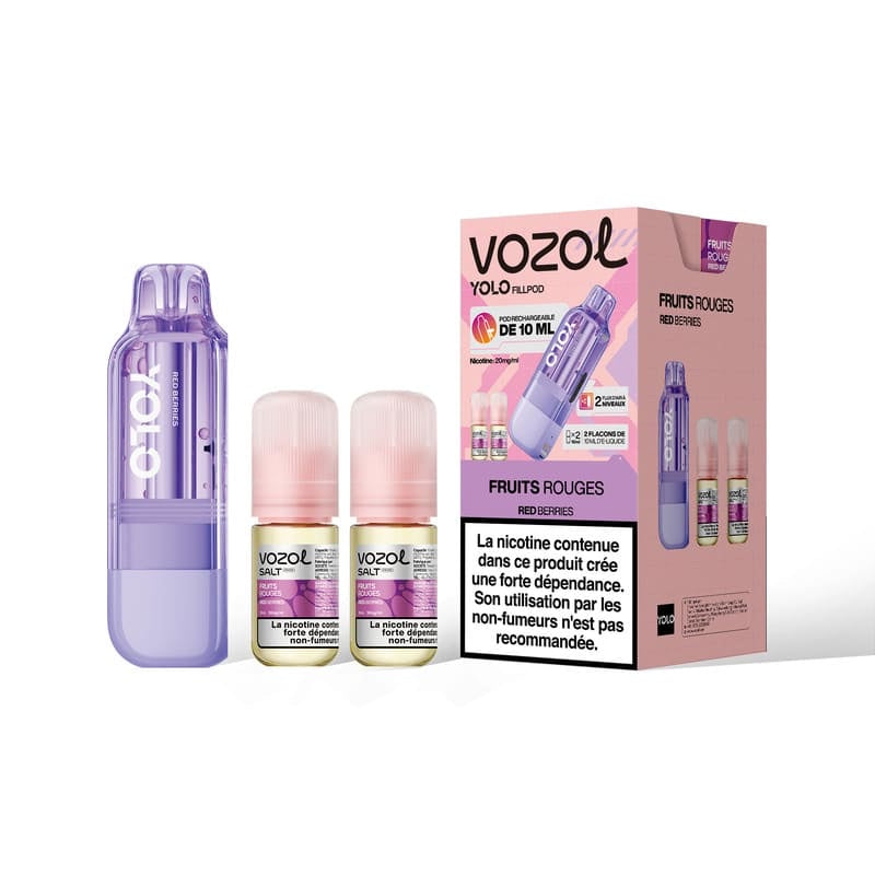 Cartouche Yolo 40K Fruits Rouges Vozol - cartouche 10ml et 2 e-liquides 20mg pour puff Yolo