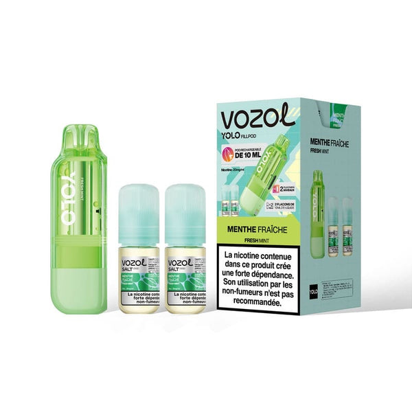 Cartouche Yolo 40K Menthe Fraîche Vozol - cartouche 10ml et 2 e-liquides 20mg pour puff Yolo