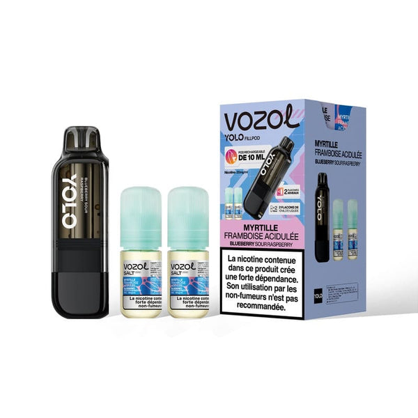 Cartouche Yolo 40K Myrtille Framboise Acidulée Vozol - cartouche 10ml et 2 e-liquides 20mg pour puff Yolo
