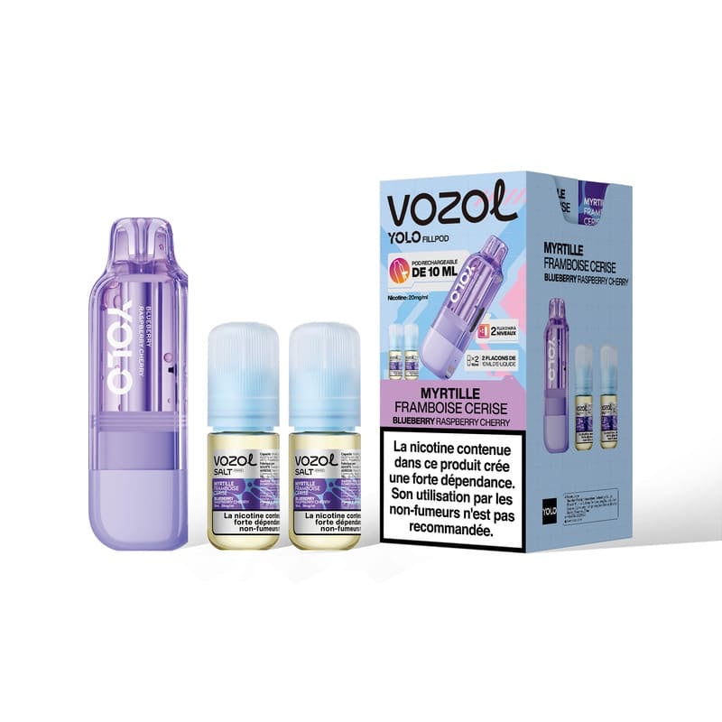 Cartouche Yolo 40K Myrtille Framboise Cerise Vozol - cartouche 10ml et 2 e-liquides 20mg pour puff Yolo