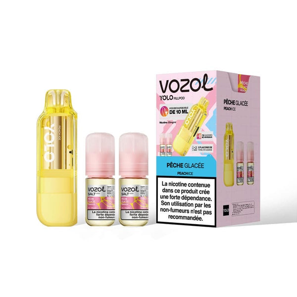 Cartouche Yolo 40K Pêche Glacée Vozol - cartouche 10ml et 2 e-liquides 20mg pour puff Yolo
