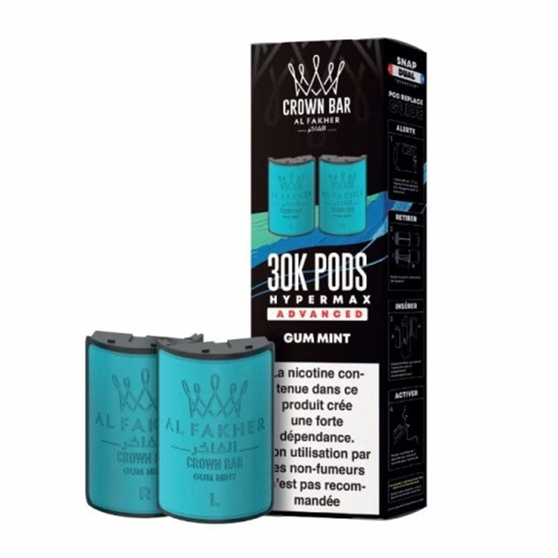 Cartouches HyperMax Advanced 30K Gum Mint 10 ml - Al Fakher - Al Fakher - Cigarette Électronique & Vape | Alliancetech.fr