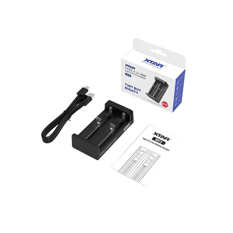 Chargeur MC2 V2 2 slots USB-C - XTAR - vue 3 du chargeur d’accus