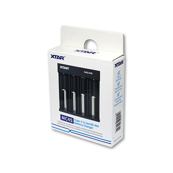 Chargeur MC4S 4 slots USB-C - XTAR - vue 3 du chargeur d’accus