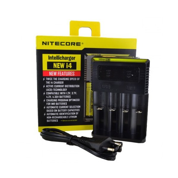 Chargeur New I4 Intellicharger 4 slots - Nitecore - vue 3 - chargeur 4 slots