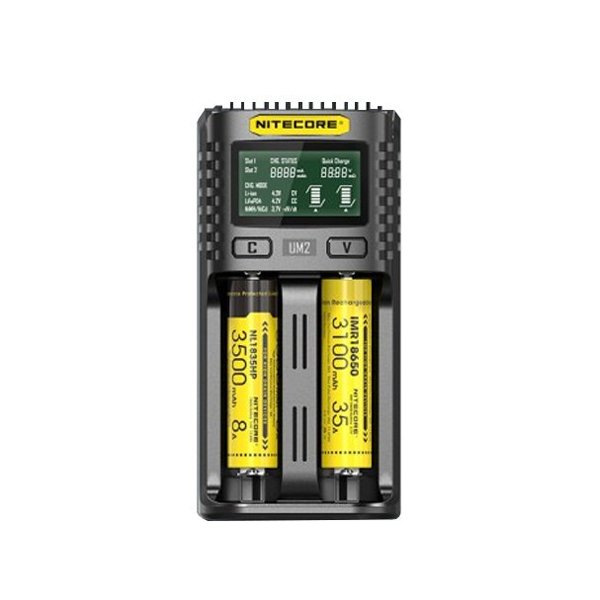 Chargeur UM2 2 slots - Nitecore - vue 1 - chargeur 2 slots