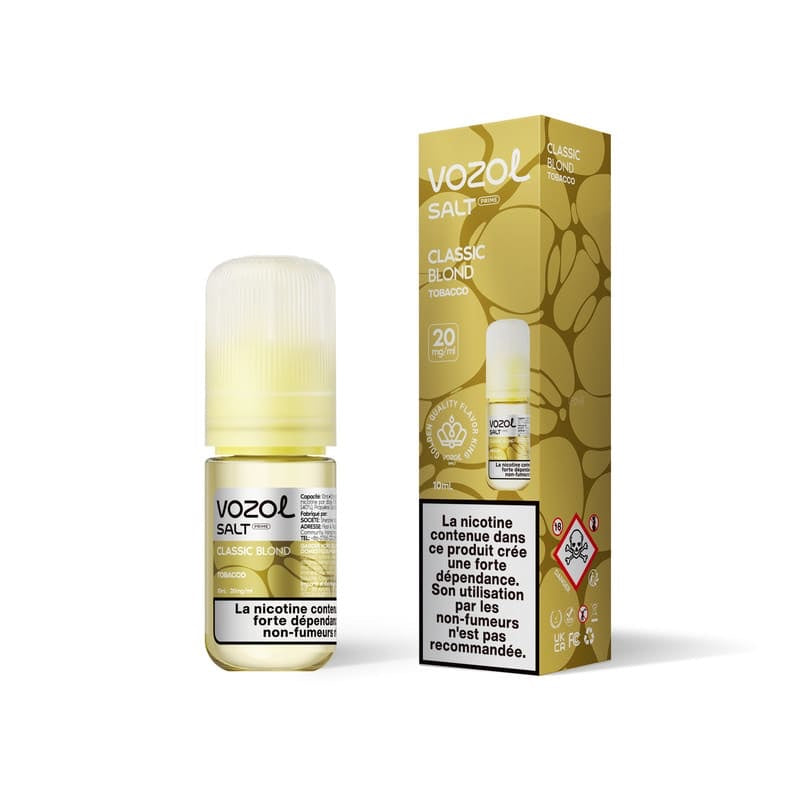 E-liquide Classic Blond Sel de Nicotine 10ml Vozol - saveurs tabac blond 20 mg