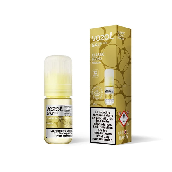 E-liquide Classic Blond Sel de Nicotine 10ml Vozol - saveurs tabac blond 10 mg