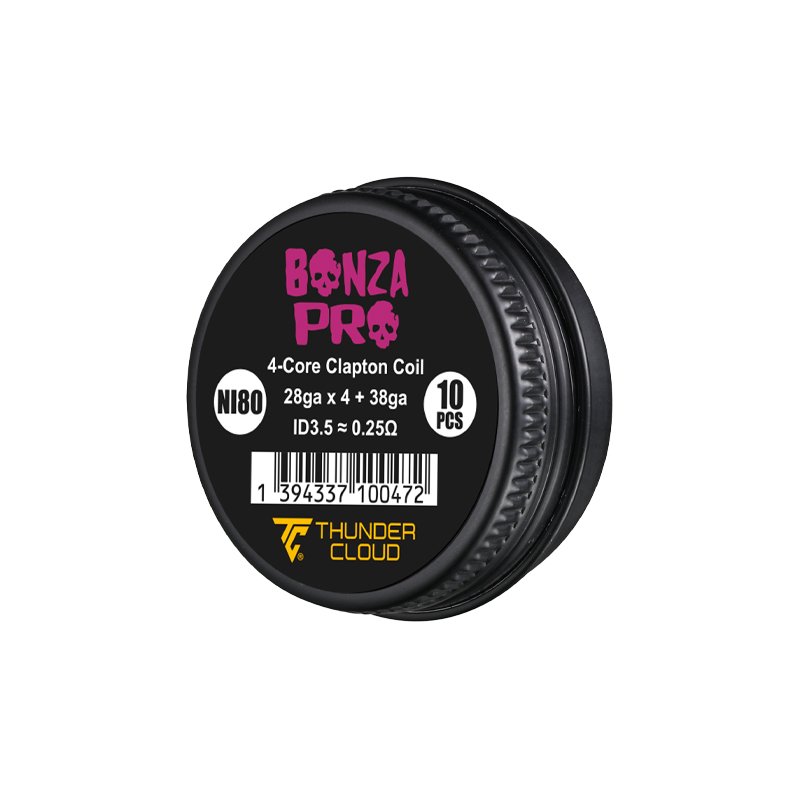Coils Bonza Pro 4-Core Fused Clapton Ni80 0.23/0.25ohm (10pcs) - Thunder Cloud x Vaping Bogan - Thunder Cloud x Vaping Bogan