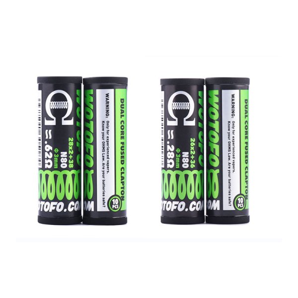 coils prefaits dual core fused clapton ni80 0 28 0 62 x10 wotofo