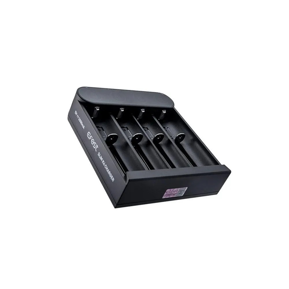 Chargeur d'accus Efest Slim K4 4 emplacements, vue de profil