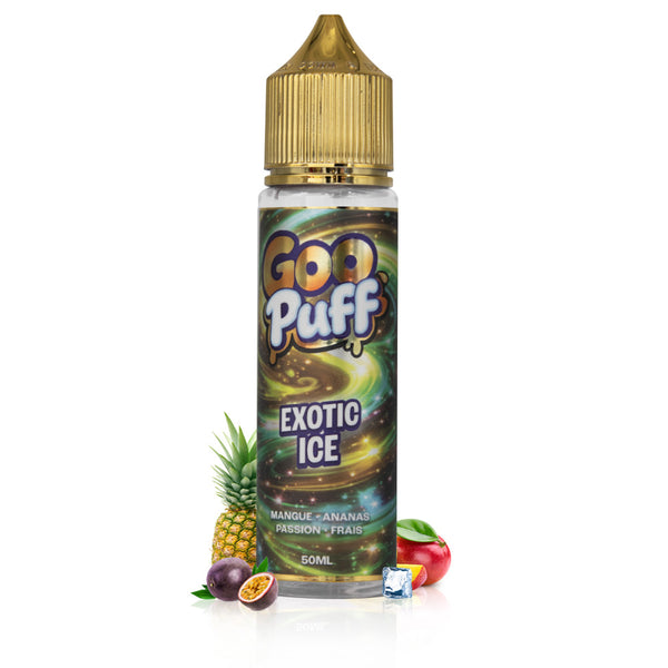 E-liquide Exotic Ice 50ml Goo Puff Guilab - saveurs mangue, ananas, passion et fraîcheur