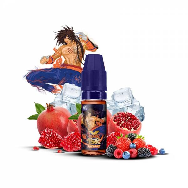 E-liquide Hizagiri Sel de Nicotine 10ml XFighter 15K Fighter Fuel - saveurs fruits rouges, grenade, fraise, fraîcheur (visuel ingrédients)