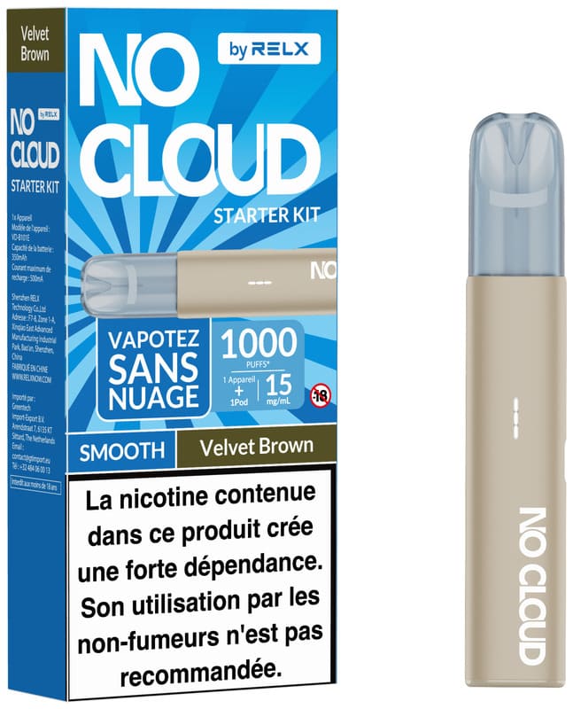 Kit No Cloud Smooth 15mg Velvet Brown - RELX - Alliancetech.fr