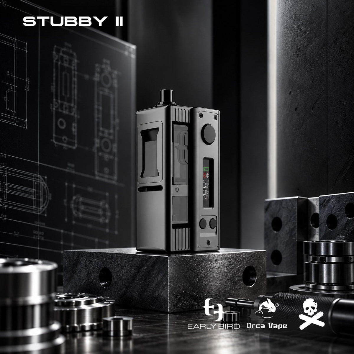 Kit Stubby V2 AIO 80W Early Bird x Vaping Bogan - Black Widow détail