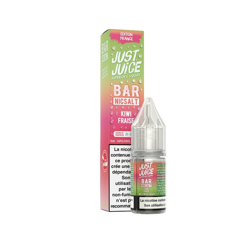 E-liquide Kiwi Fraise Sel de Nicotine 10ml Bar Nicsalt Just Juice - saveurs kiwi, fraise 10 mg