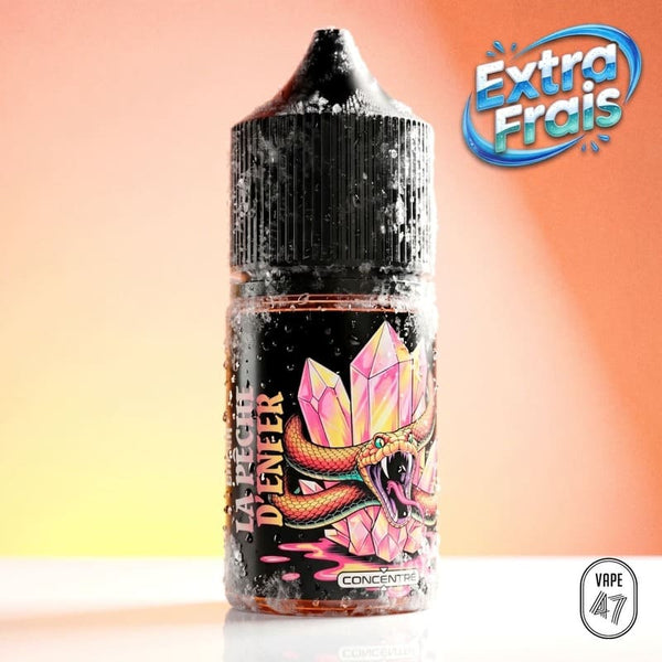 Arôme concentré La Pêche d'ENFER Vape 47 - saveurs pêche framboise nectarine, flacon 30ml DIY