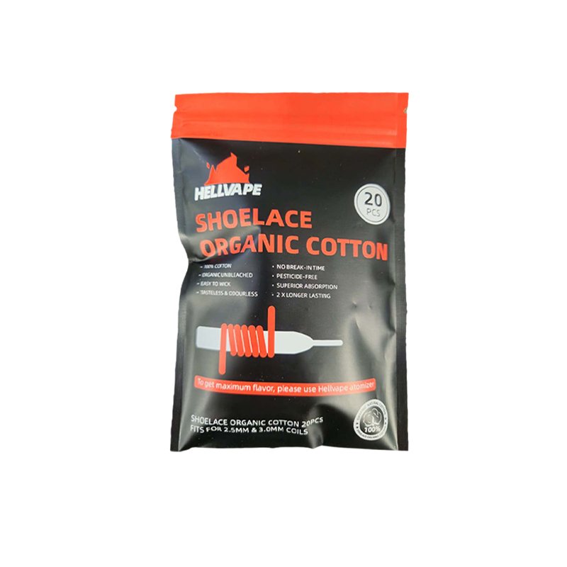 Lacets de coton organique (X20) - Hellvape - sachet Hellvape de 20 lacets vue de face