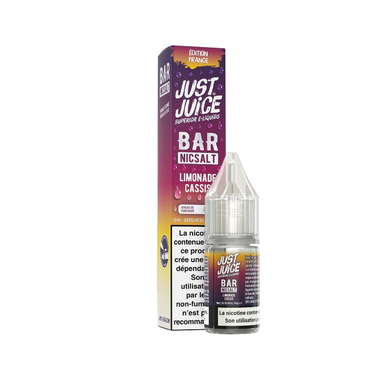 E-liquide Limonade Cassis Sel de Nicotine 10ml Bar Nicsalt Just Juice - saveurs limonade, cassis 10 mg