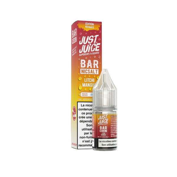 E-liquide Litchi Mangue Sel de Nicotine 10ml Bar Nicsalt Just Juice - saveurs litchi, mangue 10 mg