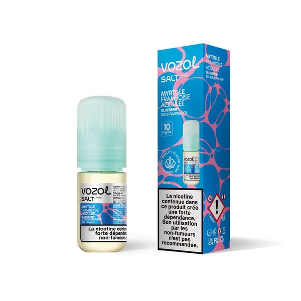 E-liquide Myrtille Framboise Acidulée Sel de Nicotine 10ml Vozol - saveurs myrtille, framboise acidulée 10 mg