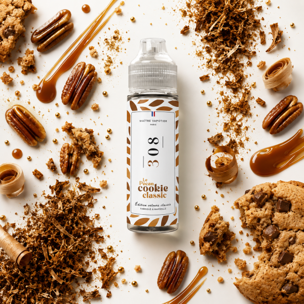 E-liquide N°308 Maître Vapotier - saveurs noix de pécan, cookie, classic