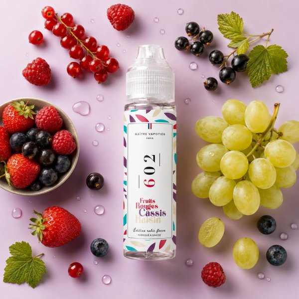 E-liquide N°602 Maître Vapotier - saveurs fruits rouges, cassis, raisin