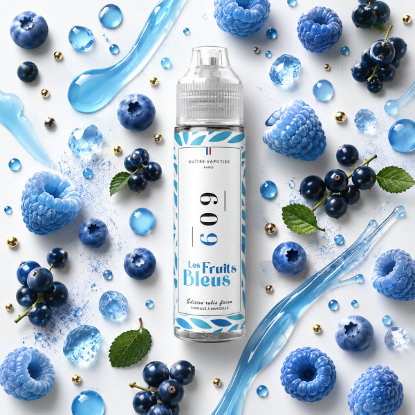 E-liquide N°609 Maître Vapotier - saveurs fruits bleus, baies, fraîcheur