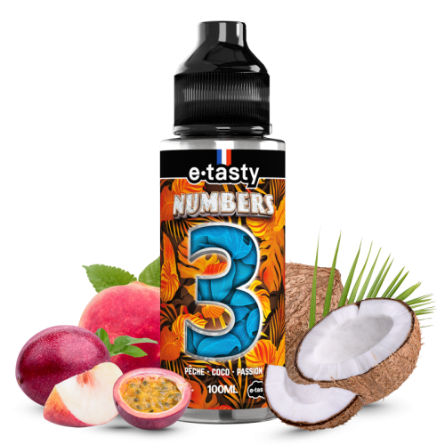 E-liquide Numbers 03 100ml E-Taste - saveurs pêche, noix de coco et fruit de la passion
