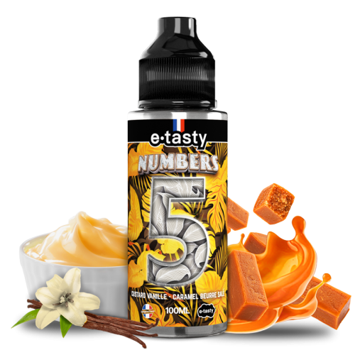 E-liquide Numbers 05 100ml E-Taste - saveurs custard vanille, caramel beurre salé et chantilly