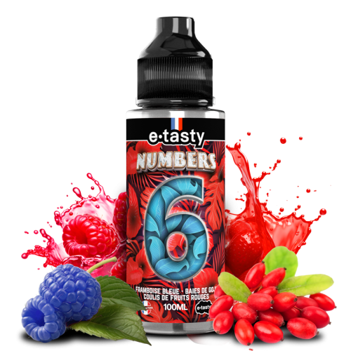 E-liquide Numbers 06 100ml E-Taste - saveurs framboise bleue, baies de goji et coulis fruits rouges