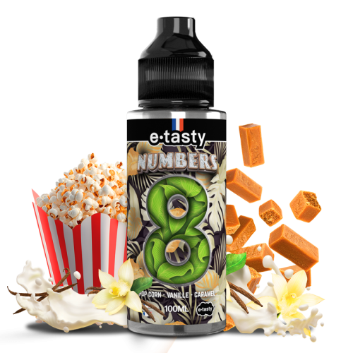 E-liquide Numbers 08 100ml E-Taste - saveurs pop corn, vanille et caramel