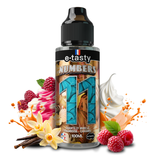 E-liquide Numbers 11 100ml E-Taste - saveurs chantilly vanille, framboise et caramel