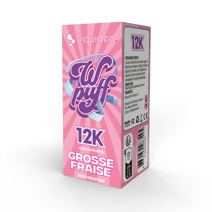 Cartouche Wpuff 12K Grosse Fraise Liquideo - Puff sans nicotine 12000 bouffees