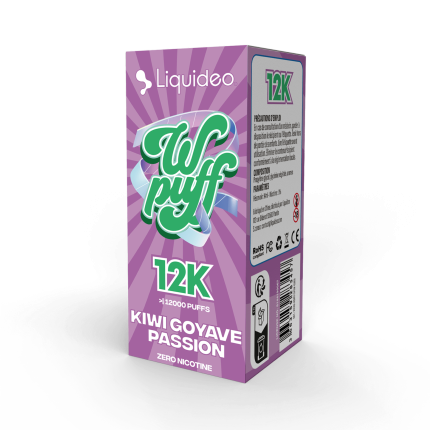 Cartouche Wpuff 12K Kiwi Goyave Passion Liquideo - Puff sans nicotine 12000 bouffees