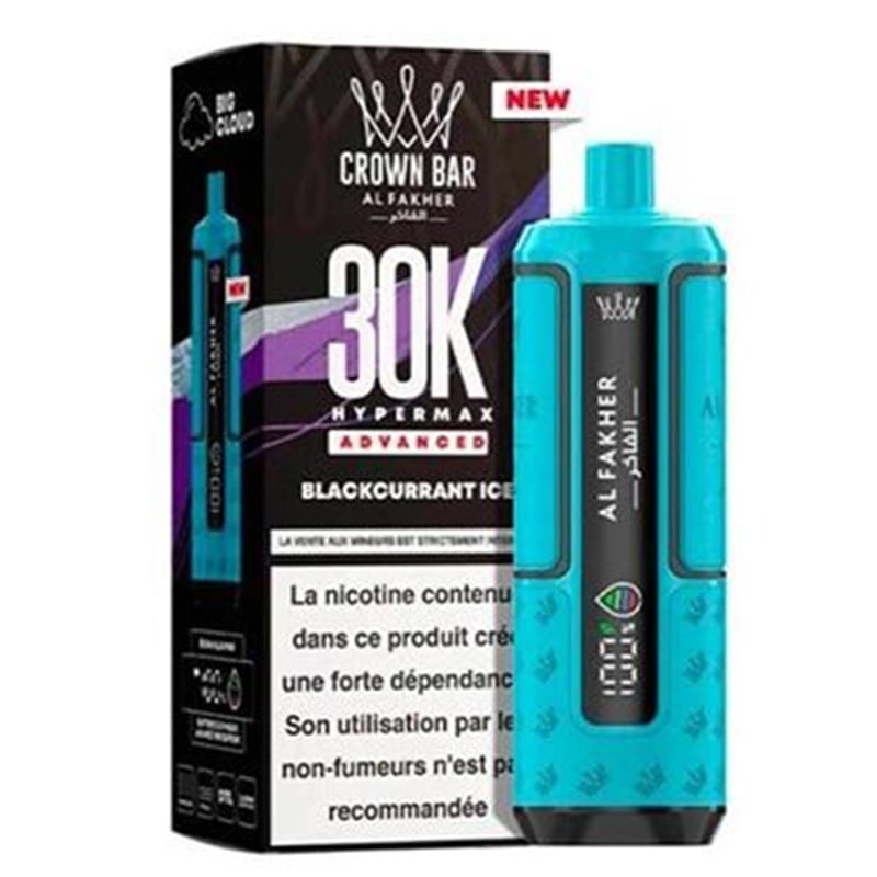 Puff Crown Bar HyperMax Advanced 30K Blackcurrant Ice - Al Fakher - Al Fakher - Cigarette Électronique & Vape | Alliancetech.fr