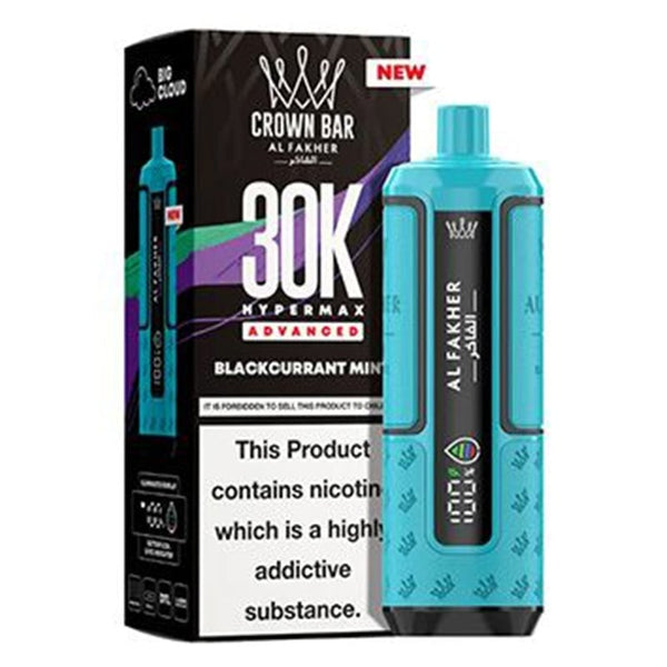 Puff Crown Bar HyperMax Advanced 30K Blackcurrant Mint - Al Fakher - Al Fakher - Cigarette Électronique & Vape | Alliancetech.fr