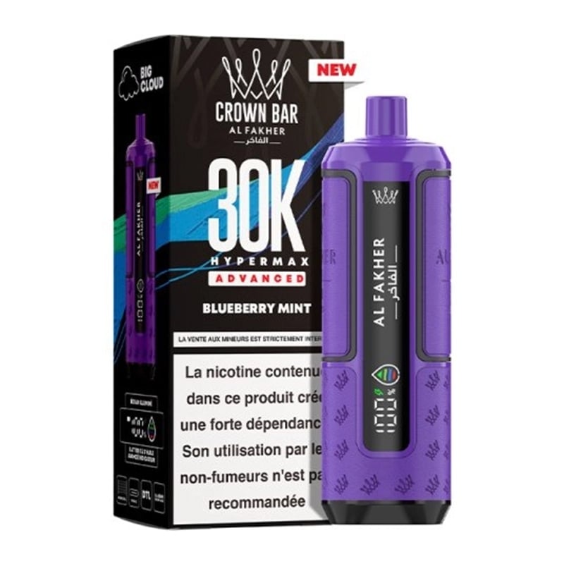 Puff Crown Bar HyperMax Advanced 30K Blueberry Mint - Al Fakher
